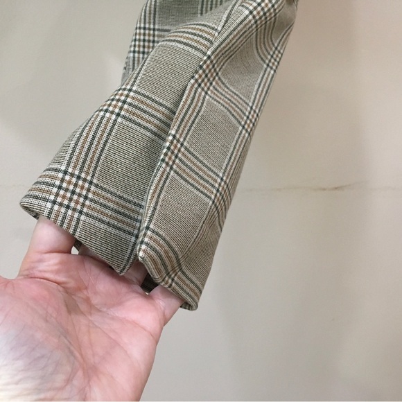 Zara Crop Blazer Jacket Plaid Tan Brown Boxy Blogger Preppy Womens small - Picture 4 of 8